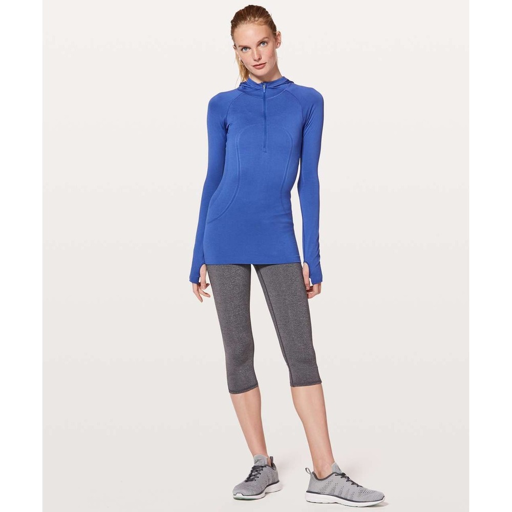 Lululemon Women's Swiftly Tech 1/2 Zip Hooded Top Blue Sz 6